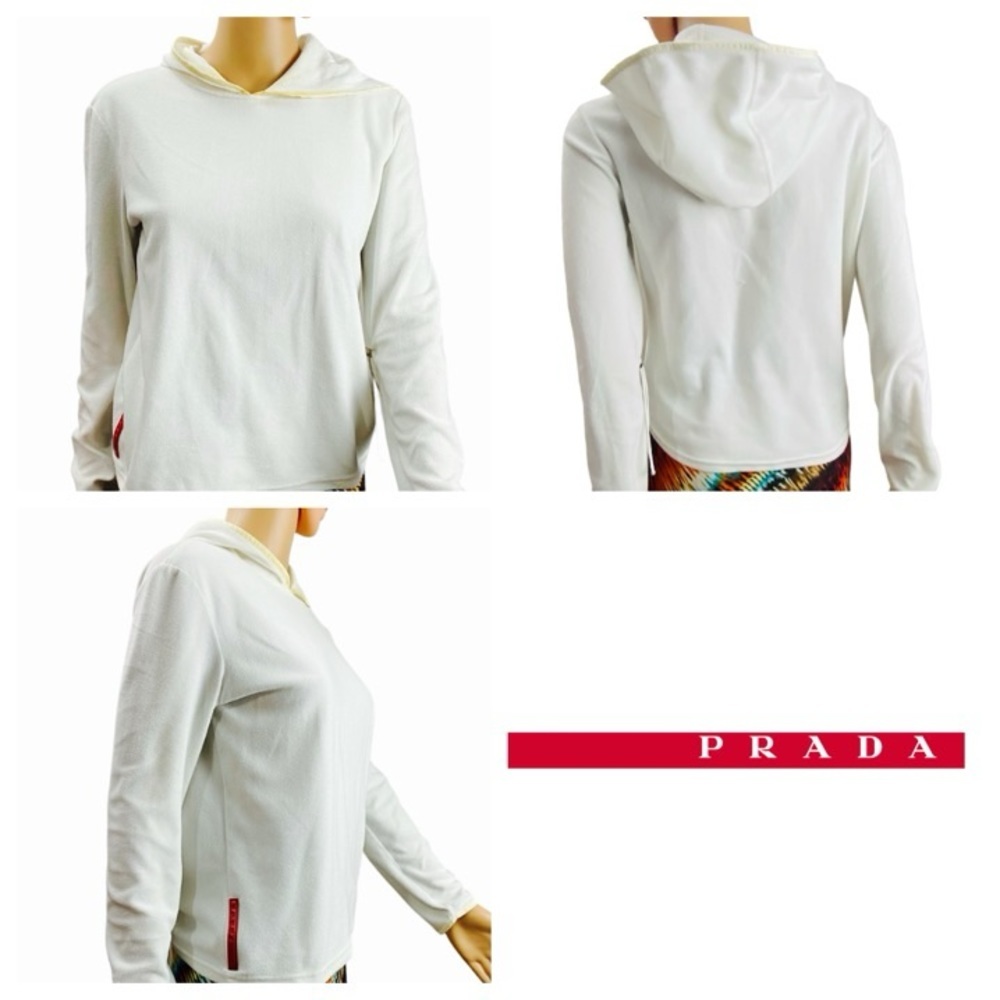 Prada White off white lightweight hoodie or base layer size small